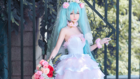 少女初音ミク同人花嫁cosplay @幻思系