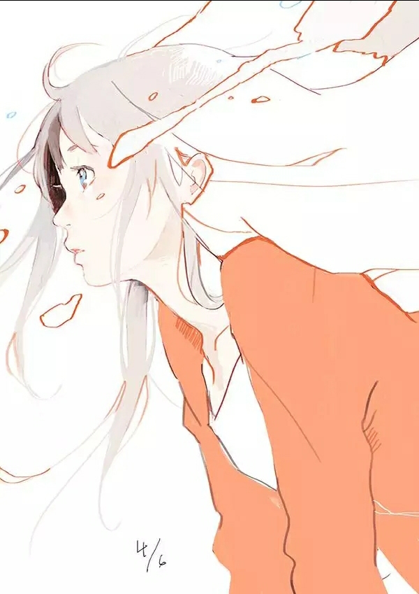 日本插画师たえ清新的少女肖像插画