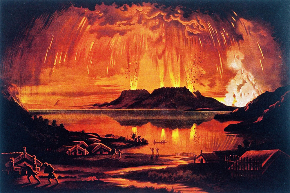 charles blomfield根据其目击绘画的火山喷发时的景象