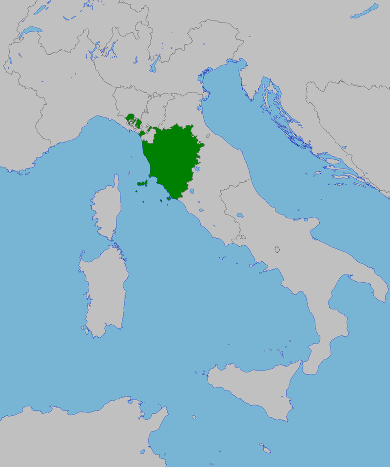 托斯卡纳在意大利的位置