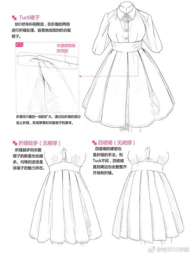服饰篇(三)——常见的裙子种类及画法,你知道吗?(板绘