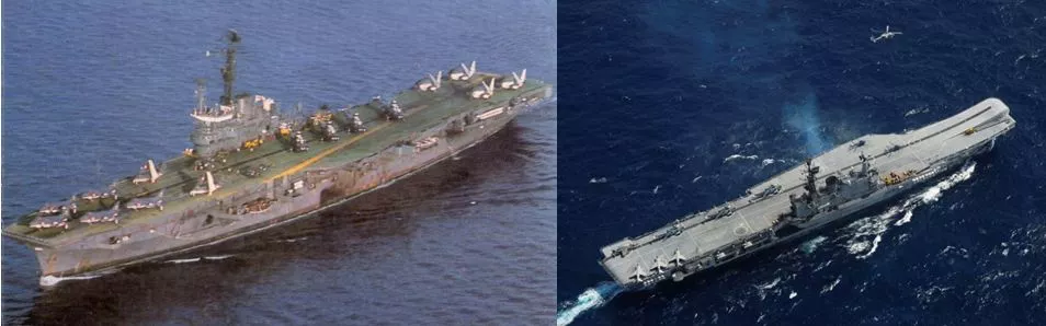 图5  印度退役航母"维克兰特"号(r11)(左)和"维拉特"号(r22)(右)