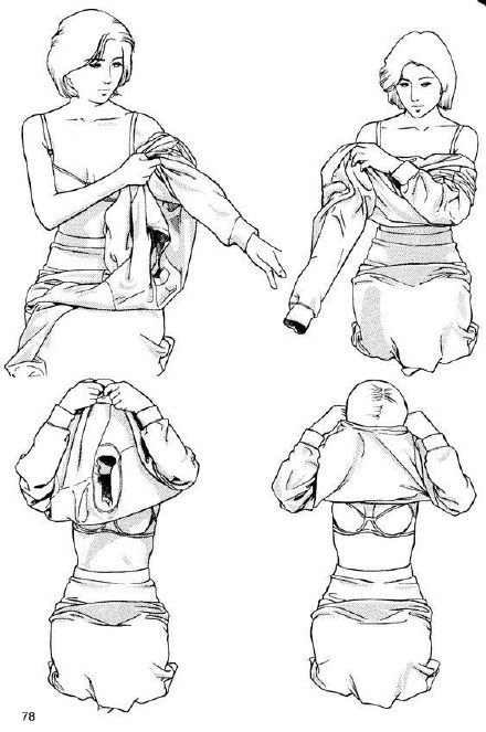 一组人物脱衣动态绘画参考素材