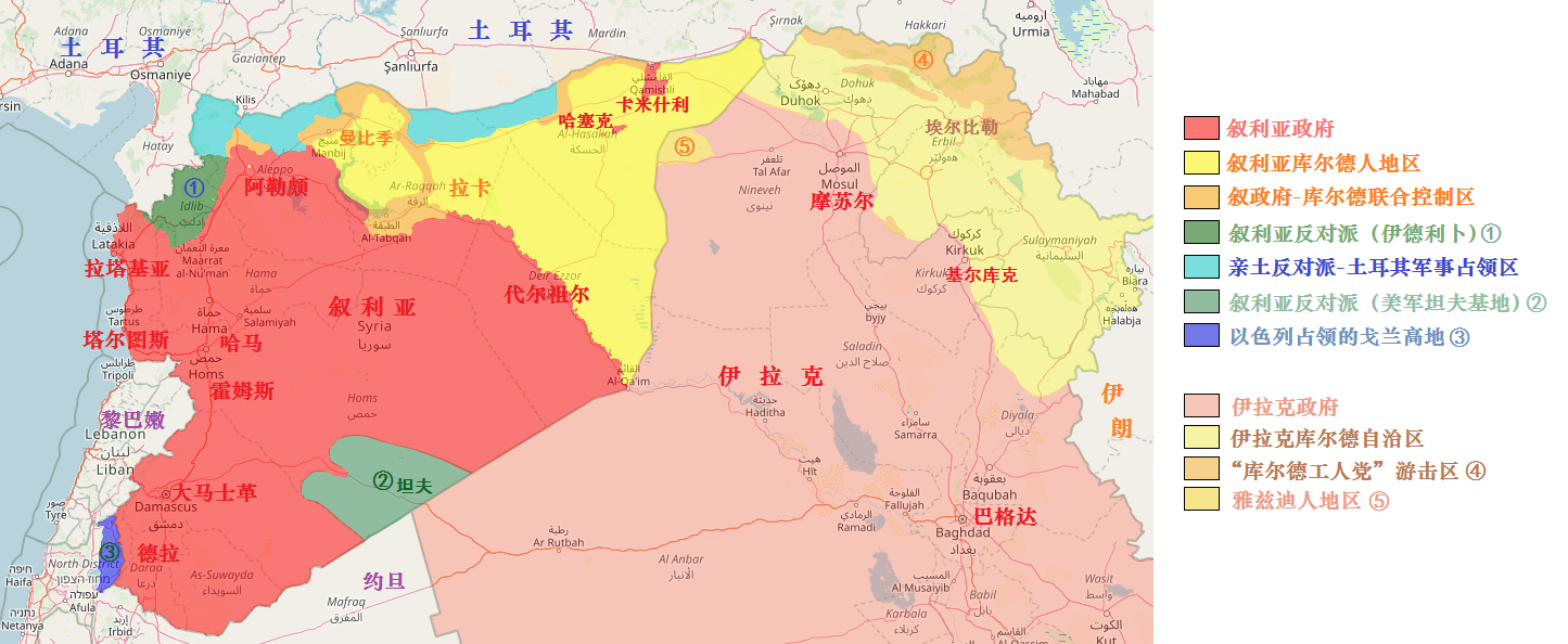 2020年4月中东北非四国局势图