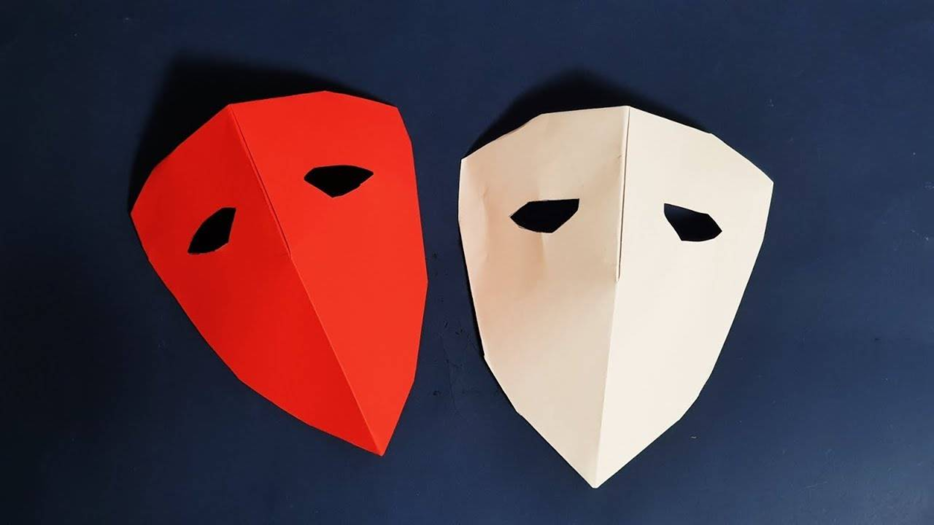 诡异的折纸面具,戴上它去吓人吧,特别好玩的折纸玩具!