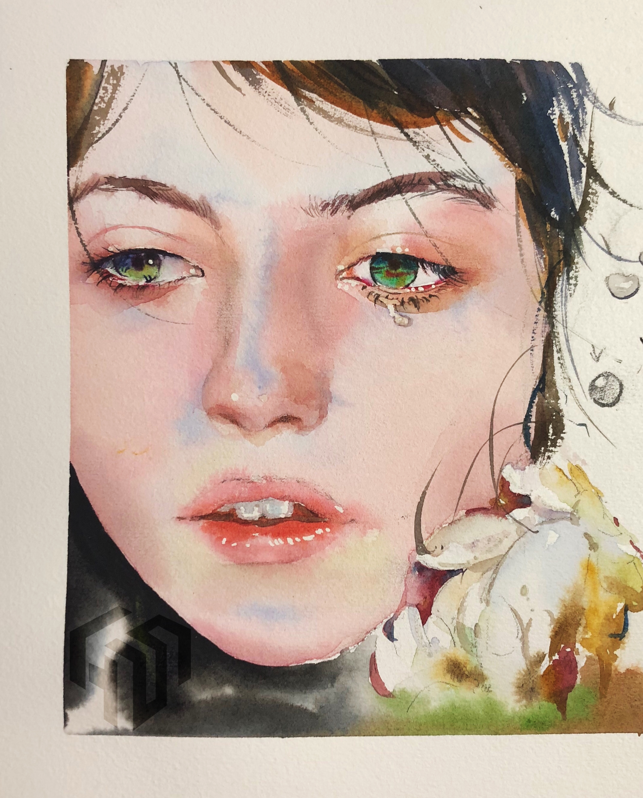 【水彩画】水彩手绘人物 一个小姐姐的绘画过程