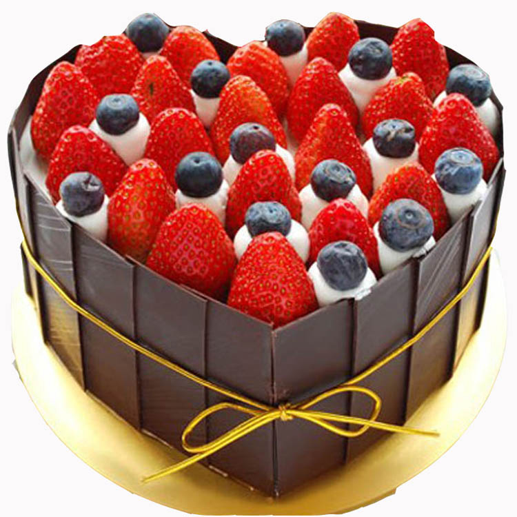 2020年最新款心形欧式巧克力水果情侣蛋糕适合送爱人送女朋友