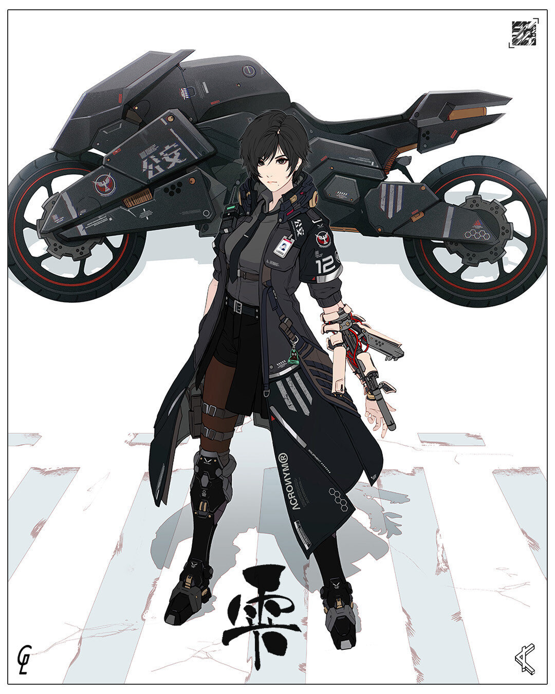 不同的元素相结合少女装机甲战士画师parkjunkyu