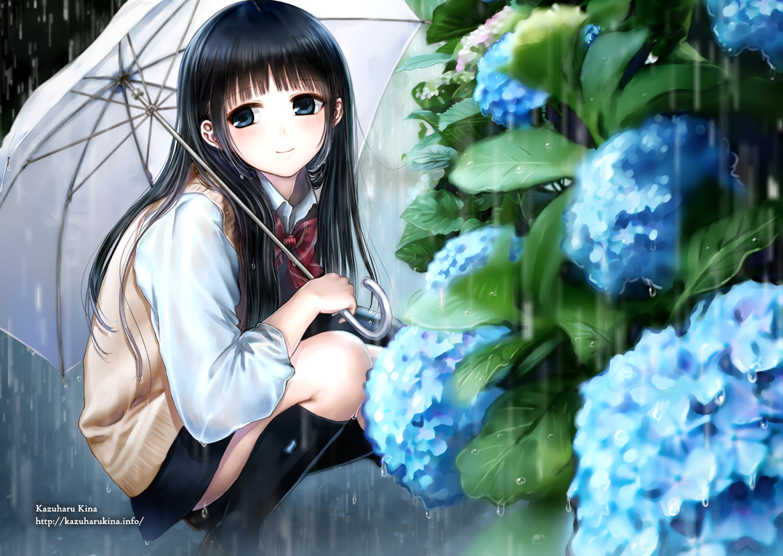 二次元雨中少女壁纸图片