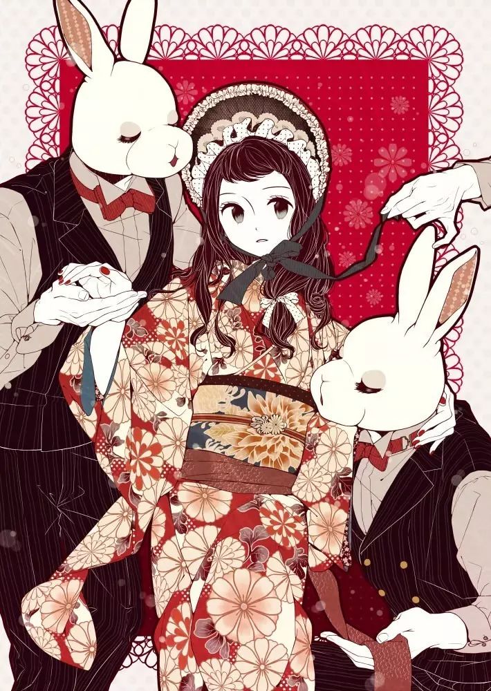 出自日本插画师花瀬笔下的和风少年少女插画作品,对于喜欢和风元素的