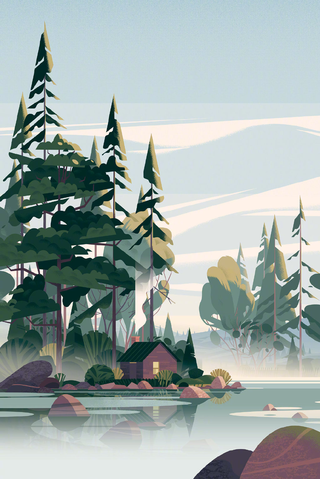 几何图形塑造可爱童话场景插画师marielaurecruschi