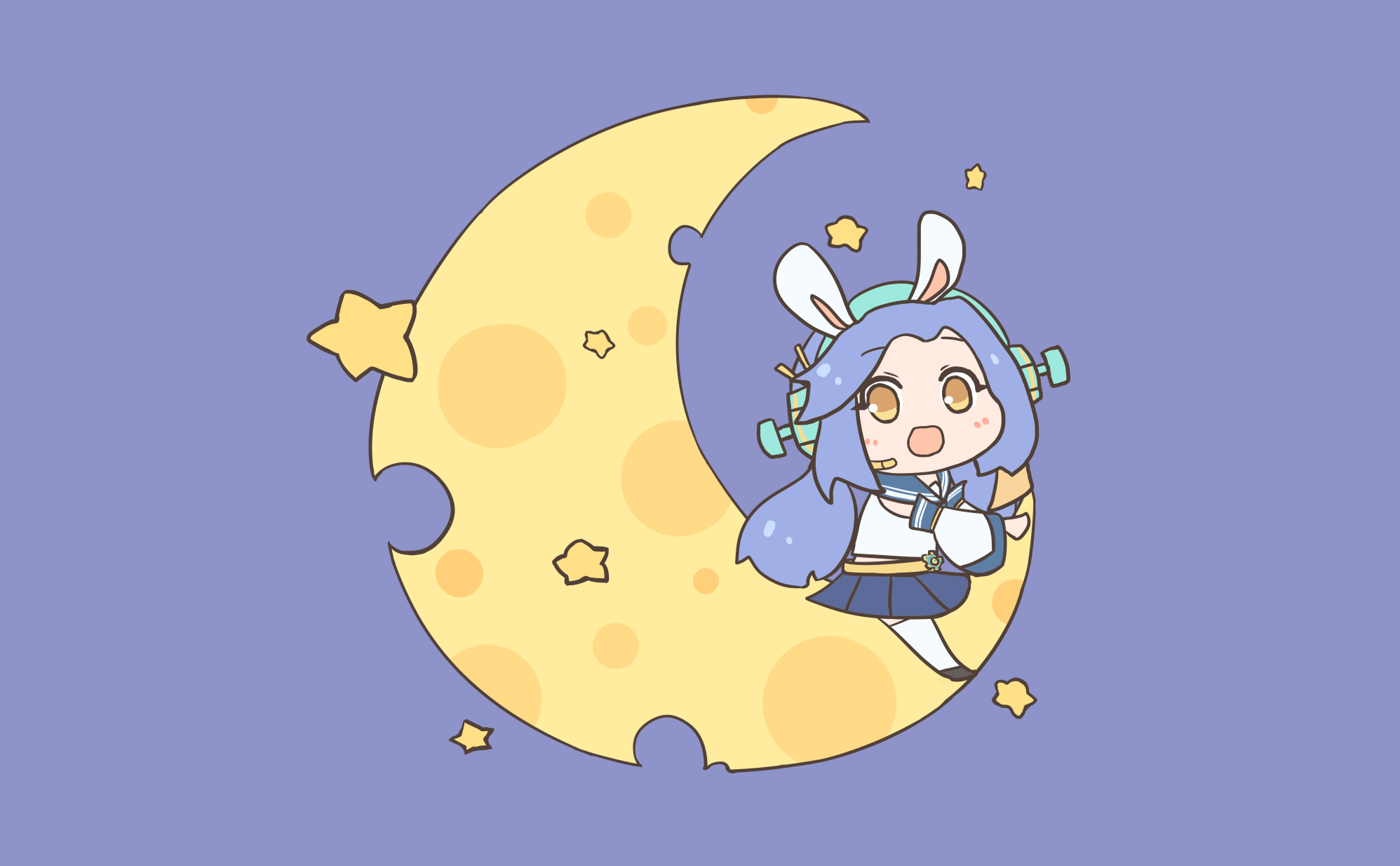 月宫拟人主题设兔兔型千岛q版手机壁纸