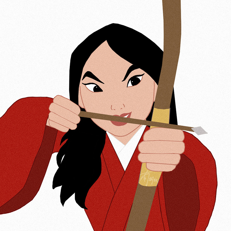 卡通头像把真人花木兰电影画成卡通迪士尼公主