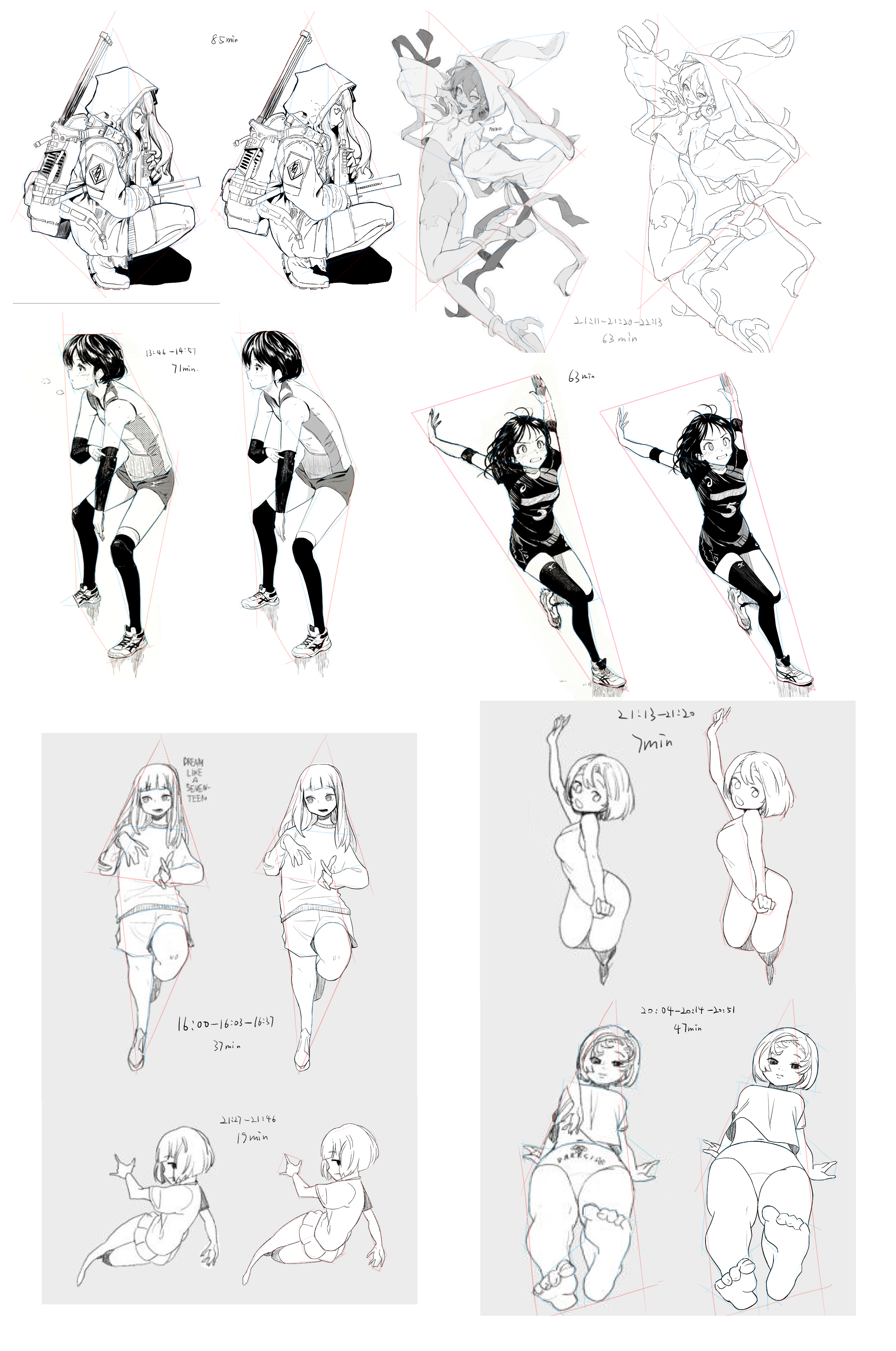 11月上选了一些动态人体练习10月延续了上次的手感,又开始挑战一些高