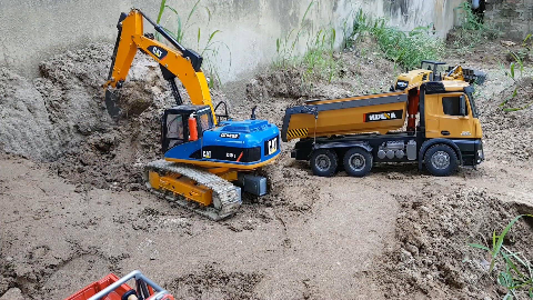 工程车挖掘机推土机动画 挖掘机大卡车拆奇趣