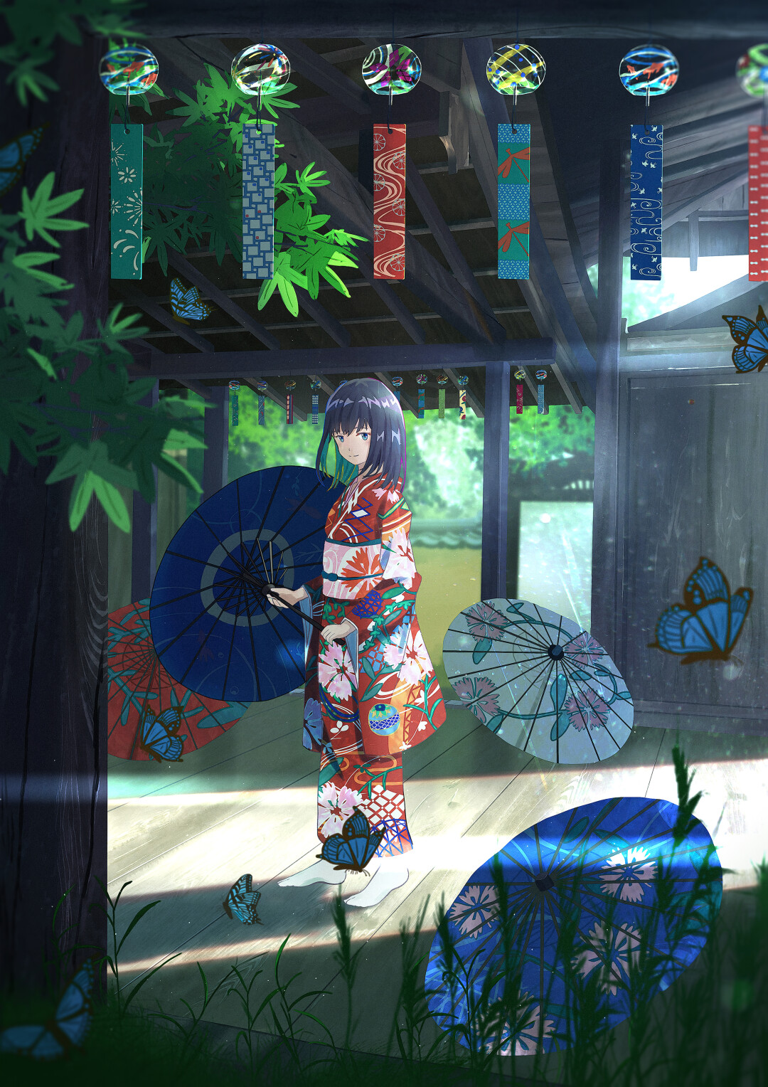 插画ep45和风少女动漫风唯美风景