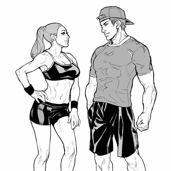 素材人体参考素材之男性女性肌肉画法对比