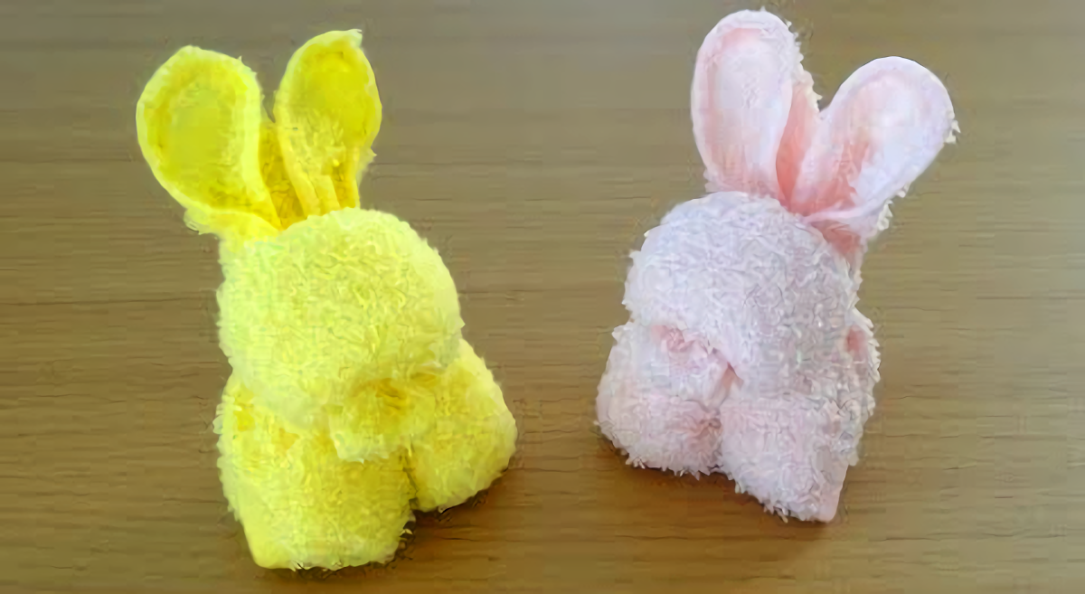 教你用毛巾折萌萌哒的兔子,造型很可爱!