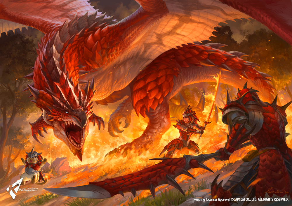 kinetiquettes怪物猎人雄火龙火焰同捆套装雕像开订