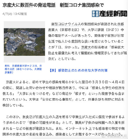 京都产业大学在发生集体感染后 大学收到了数百起威胁的电话和邮件教职工家人陷入社会性死亡