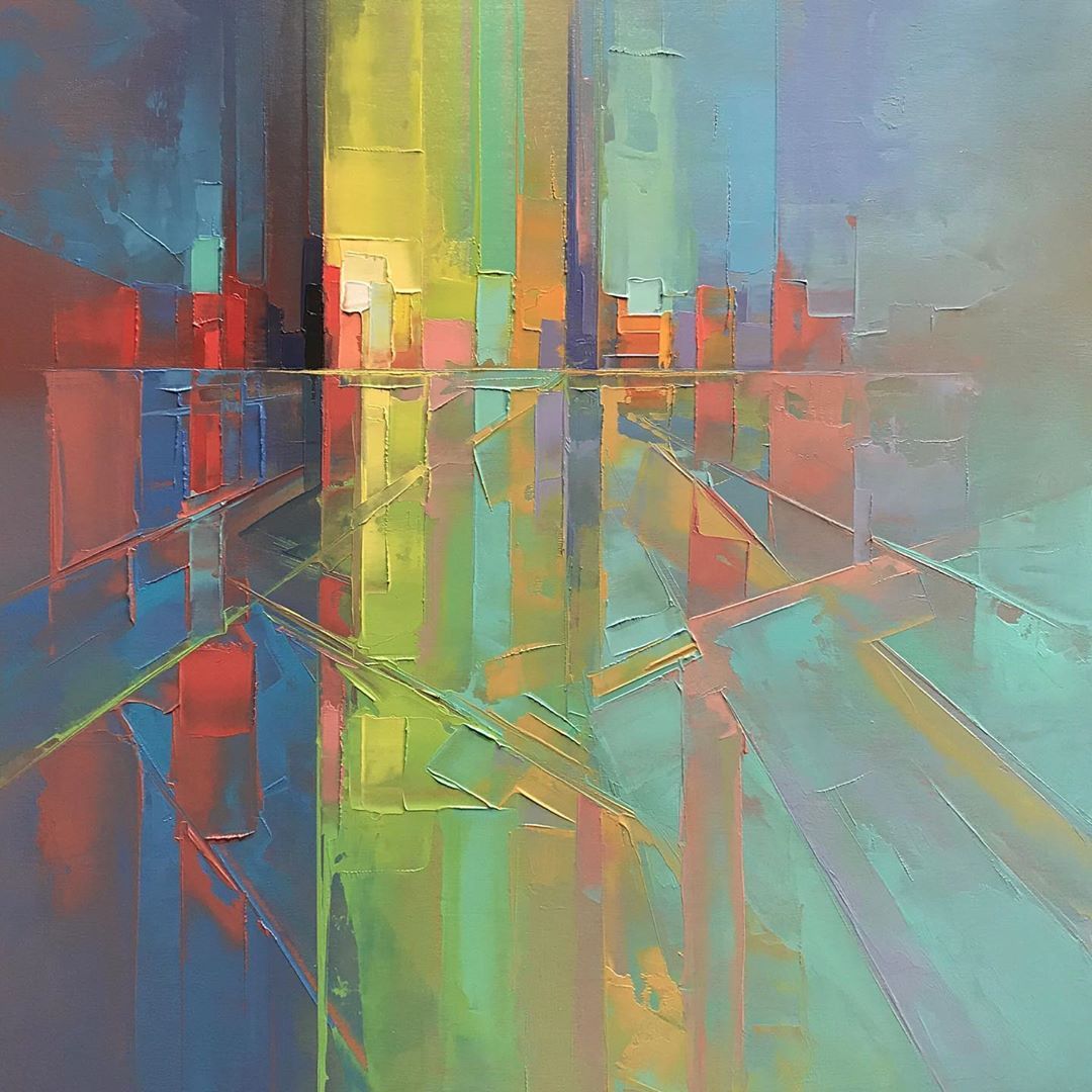 彩色抽象画,由像素化色板组成,想不想了解近视患者的世界? jason ande