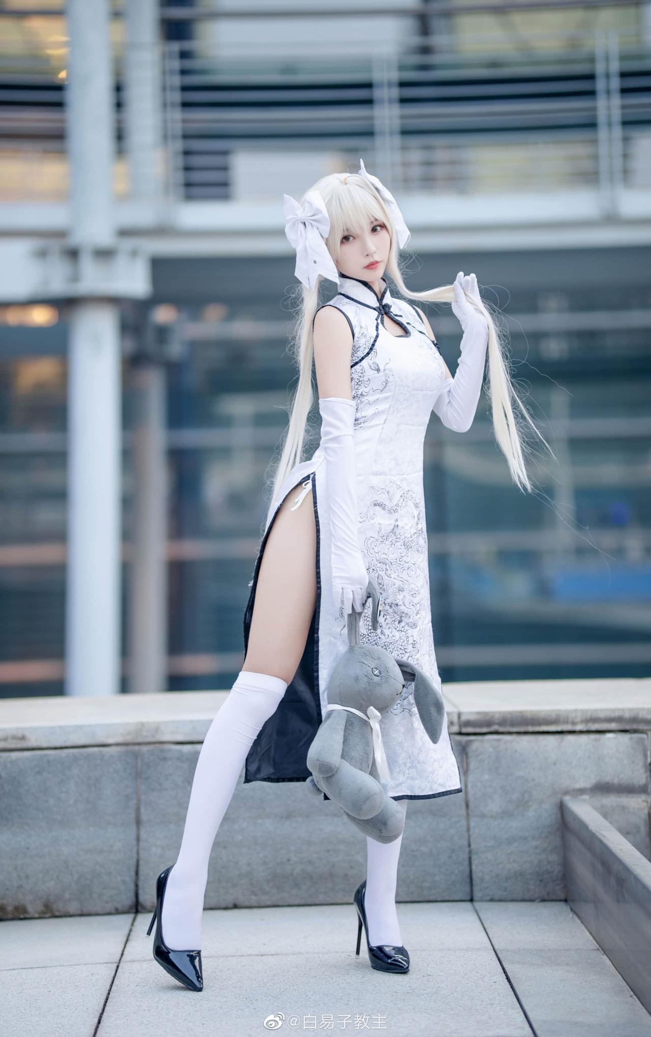 cos穹妹旗袍白色旗袍丝入我心