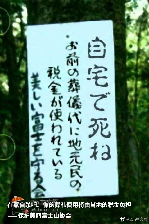 日本自杀圣地青木原树海的标语 可以自杀你去别的地方自杀吧别再这里自杀 Acfun弹幕视频网 认真你就输啦