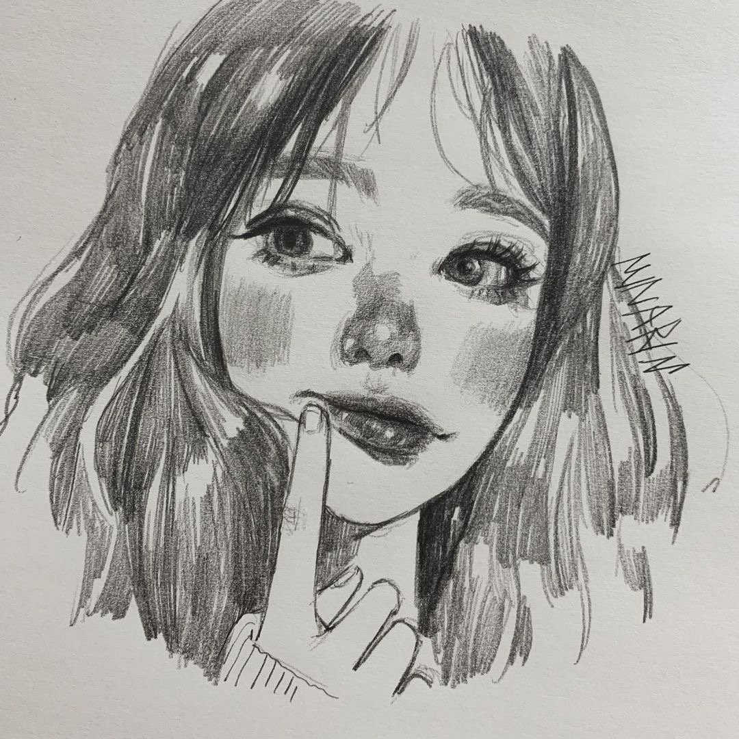 速写少女  灵动甜美可爱~  艺术家minarim_drawing