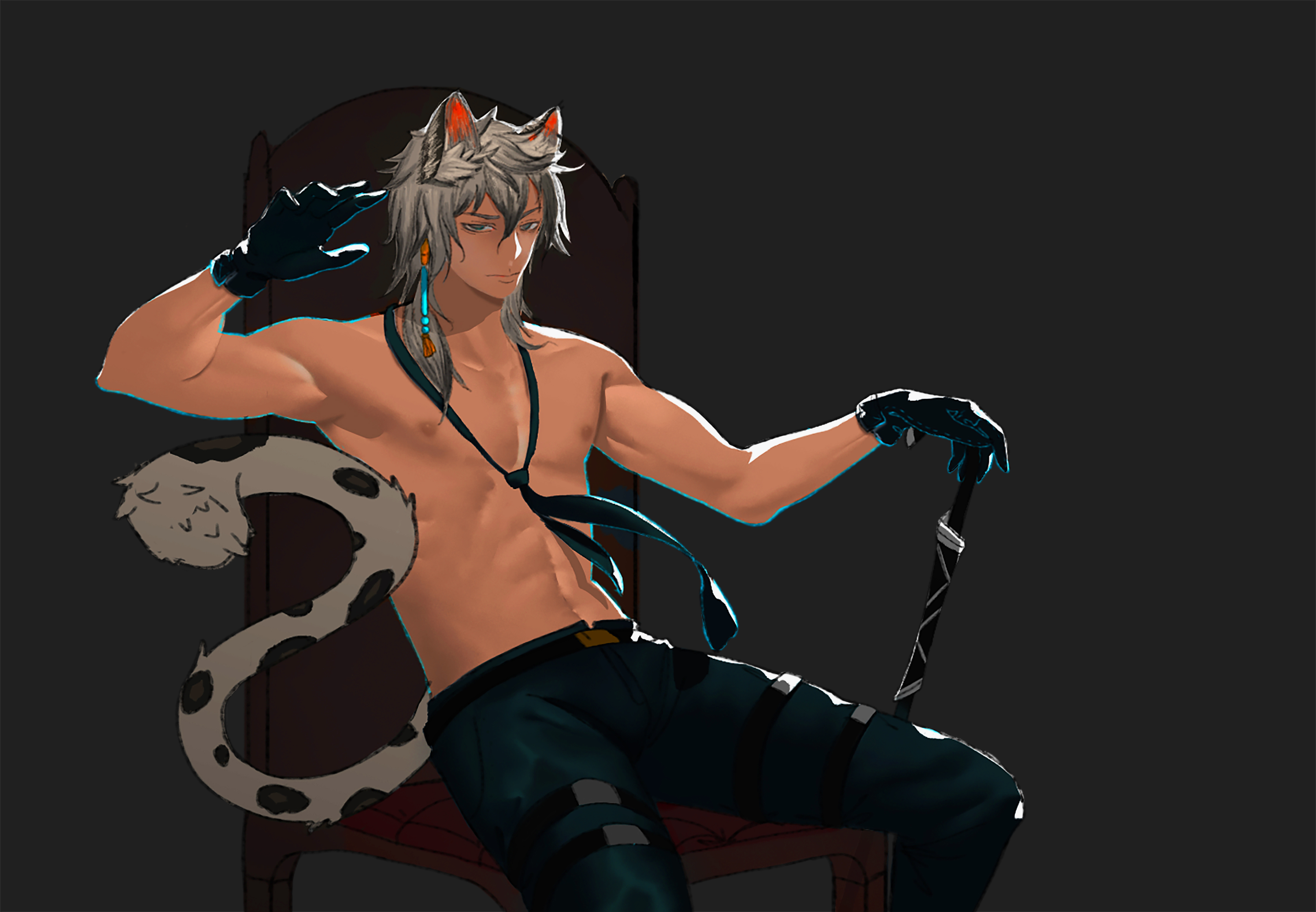 明日方舟二创银灰你问上衣拿去洗了