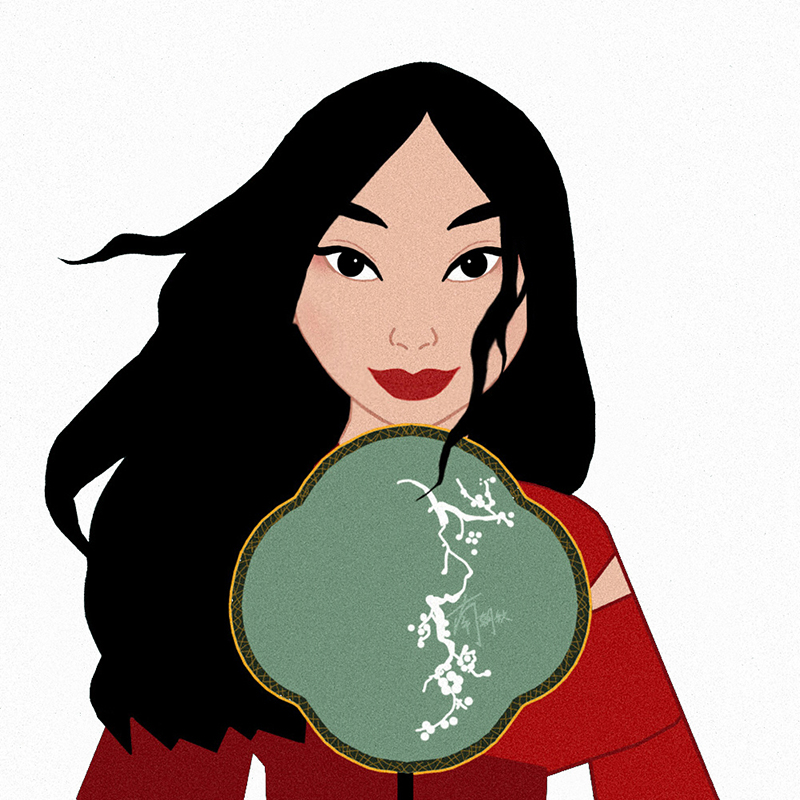 卡通头像把真人花木兰电影画成卡通迪士尼公主