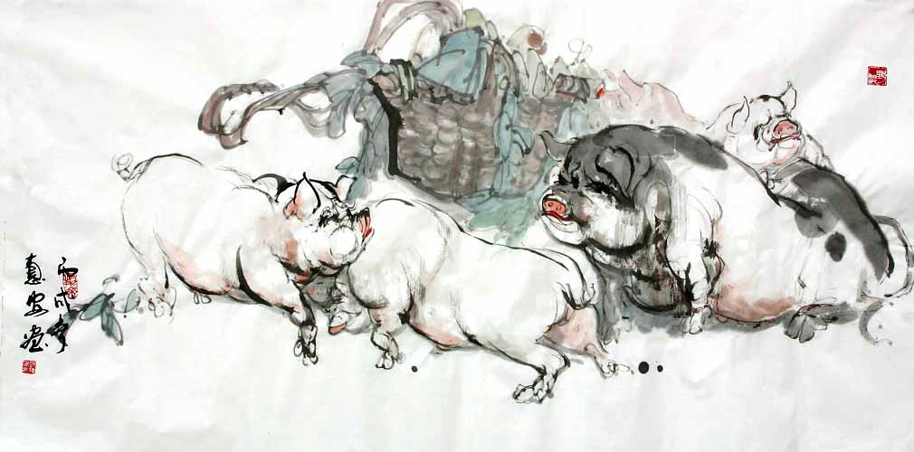 人怕出名猪怕壮,就壮一回看看,部分猪系列国画请您收纳 - acfun弹幕