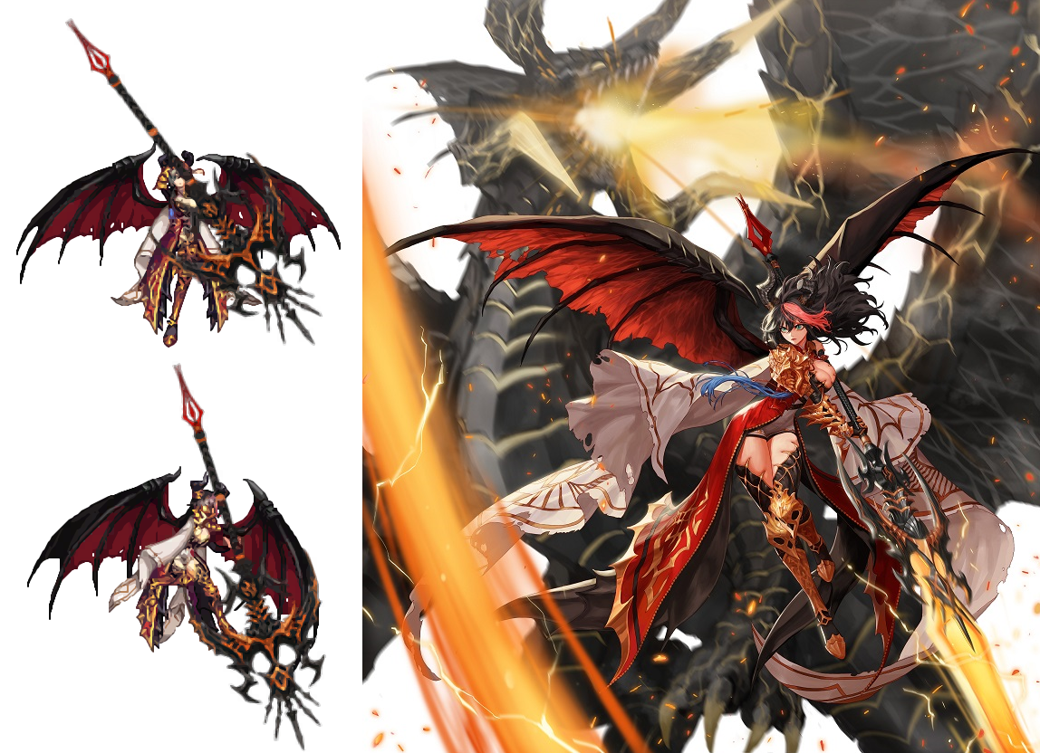 人物点阵图对比三觉立绘,服饰细节还原的还算到位,就是像素面积太小