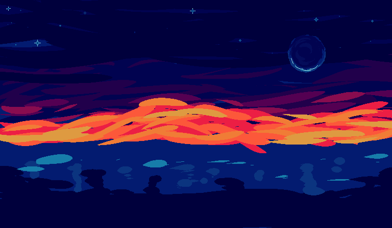 画师修炼像素画夜晚背景