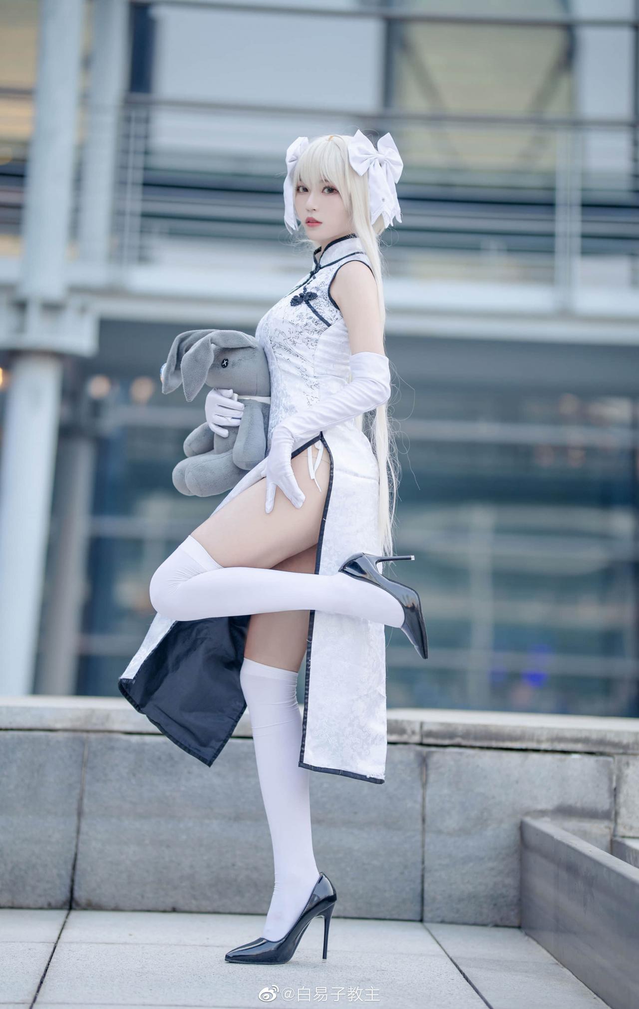 cos穹妹旗袍白色旗袍丝入我心