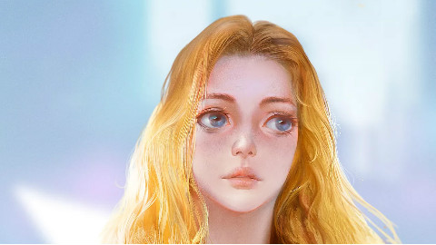 金发美女的绘画过程-板绘-ps绘画-厚涂