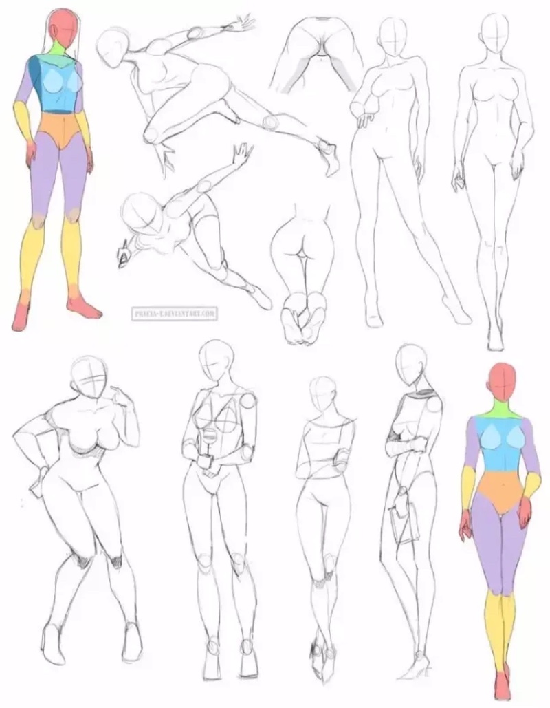 一起来画妹子吧动漫女性身体姿势及女性身体绘制参考