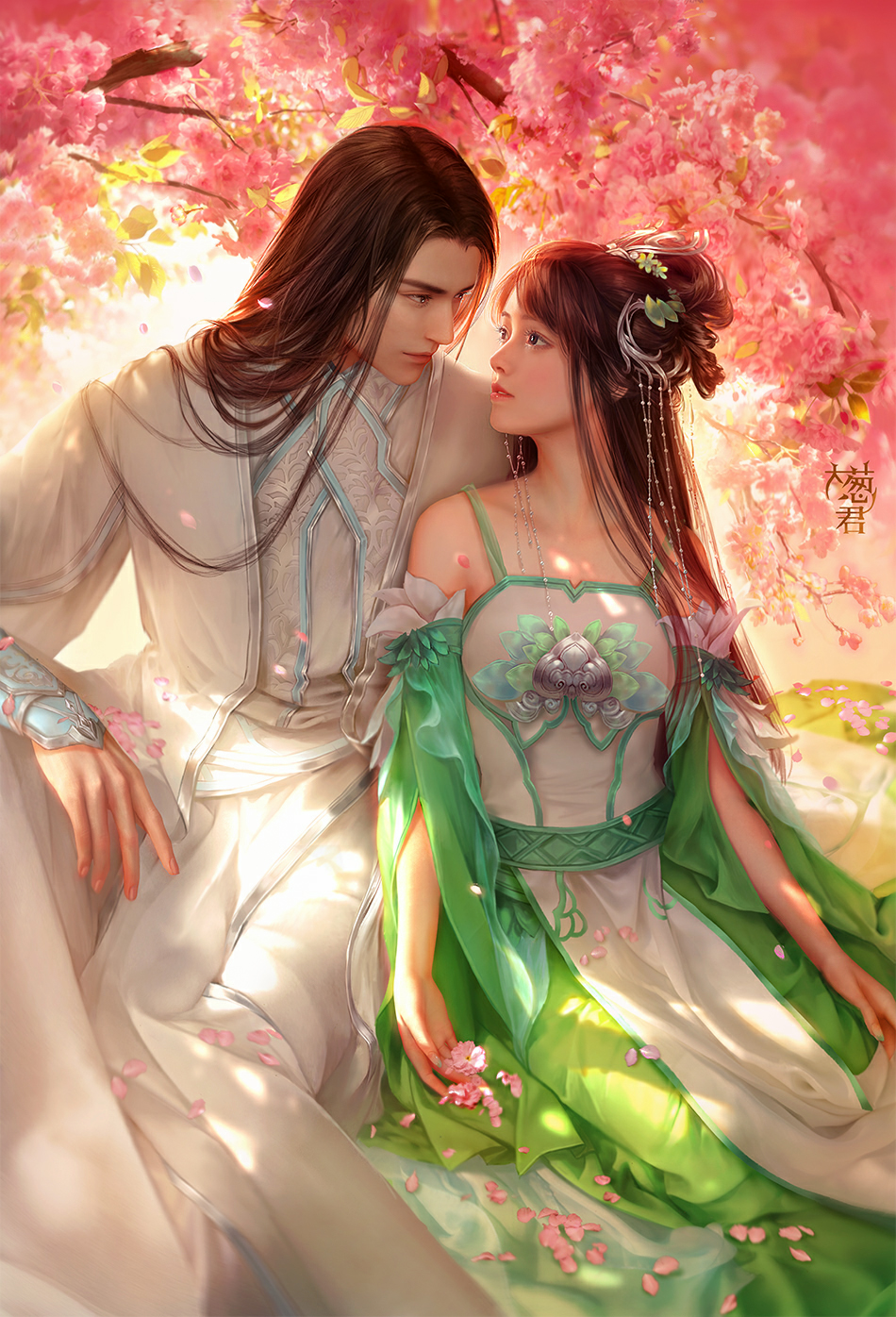 插画师大葱君作品集,清爽,秀美,神韵,犹如天使,大神级古风画师