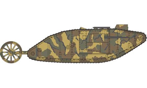 第一次世界大战坦克装甲车辆侧视彩图大游民mki型坦克