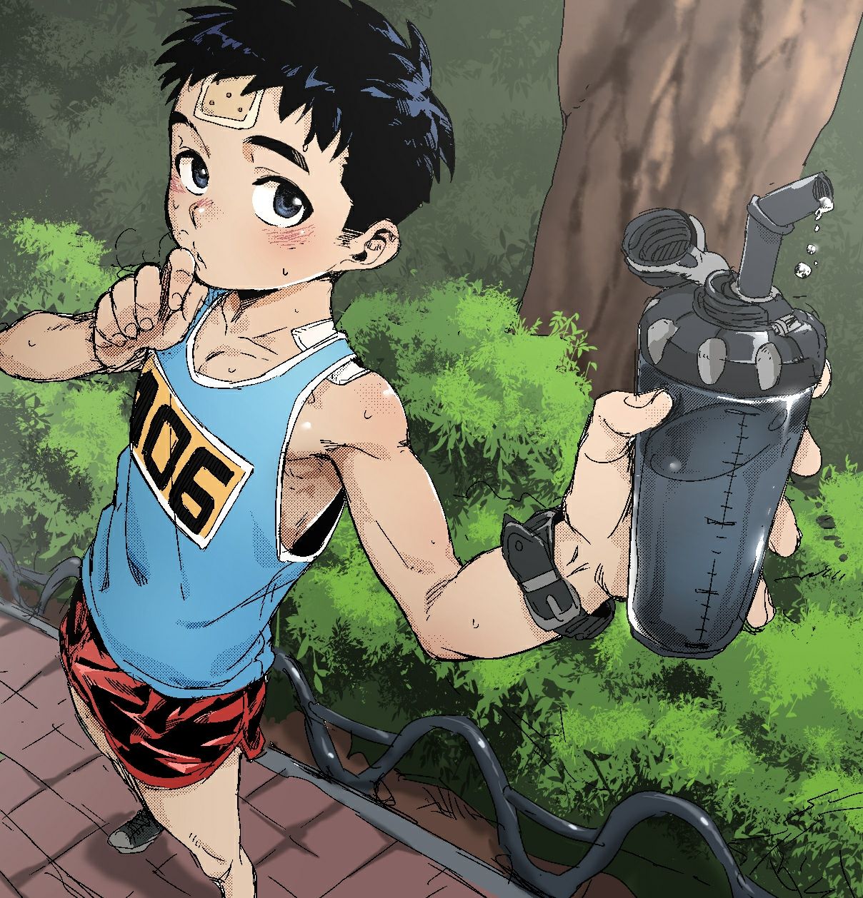 耀眼的肌肉线条坦克背心男子插画特辑