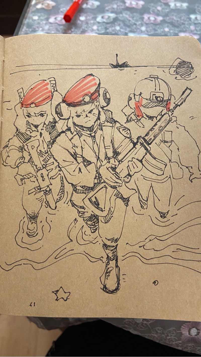 行军画师修炼边冲边画