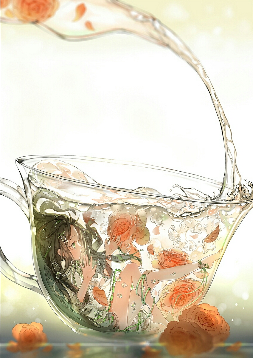 高清壁纸杯中少女