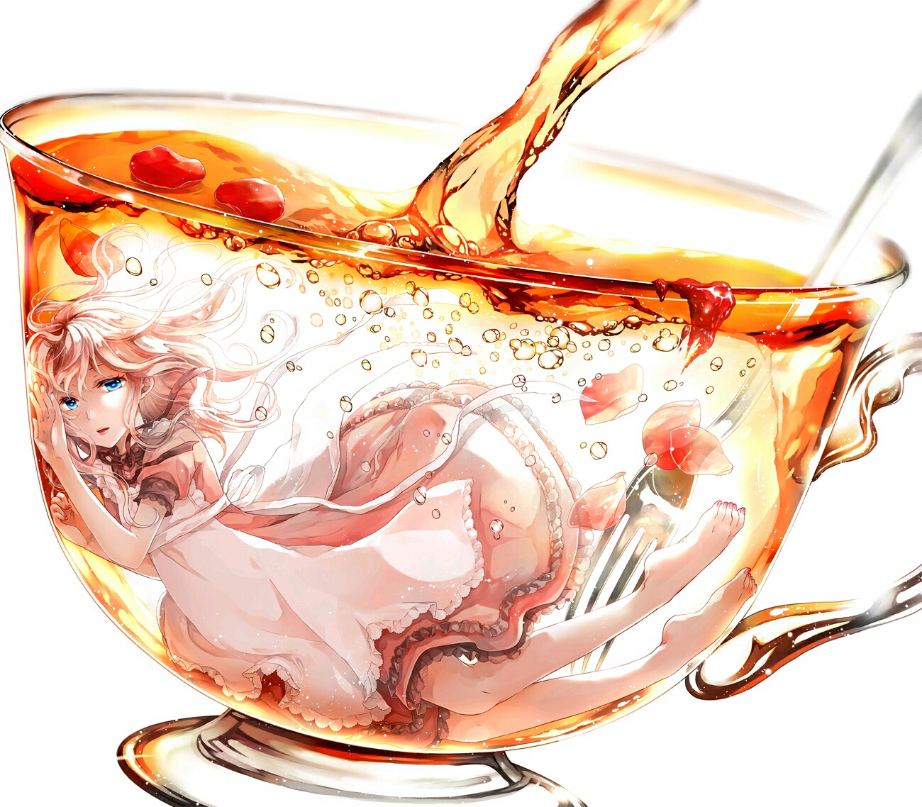 高清壁纸杯中少女