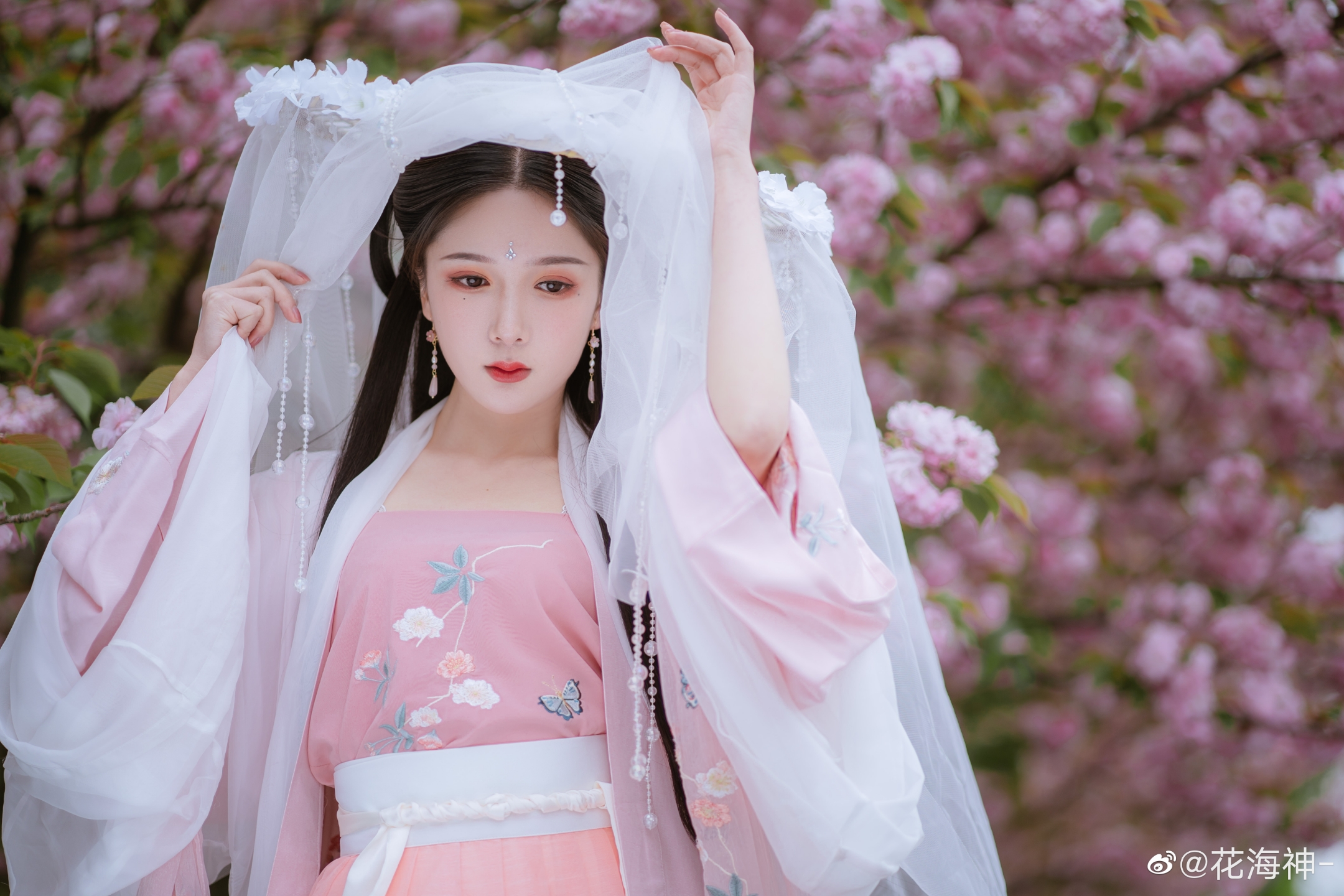 汉服小姐姐人面桃花相映红春风拂槛露华浓