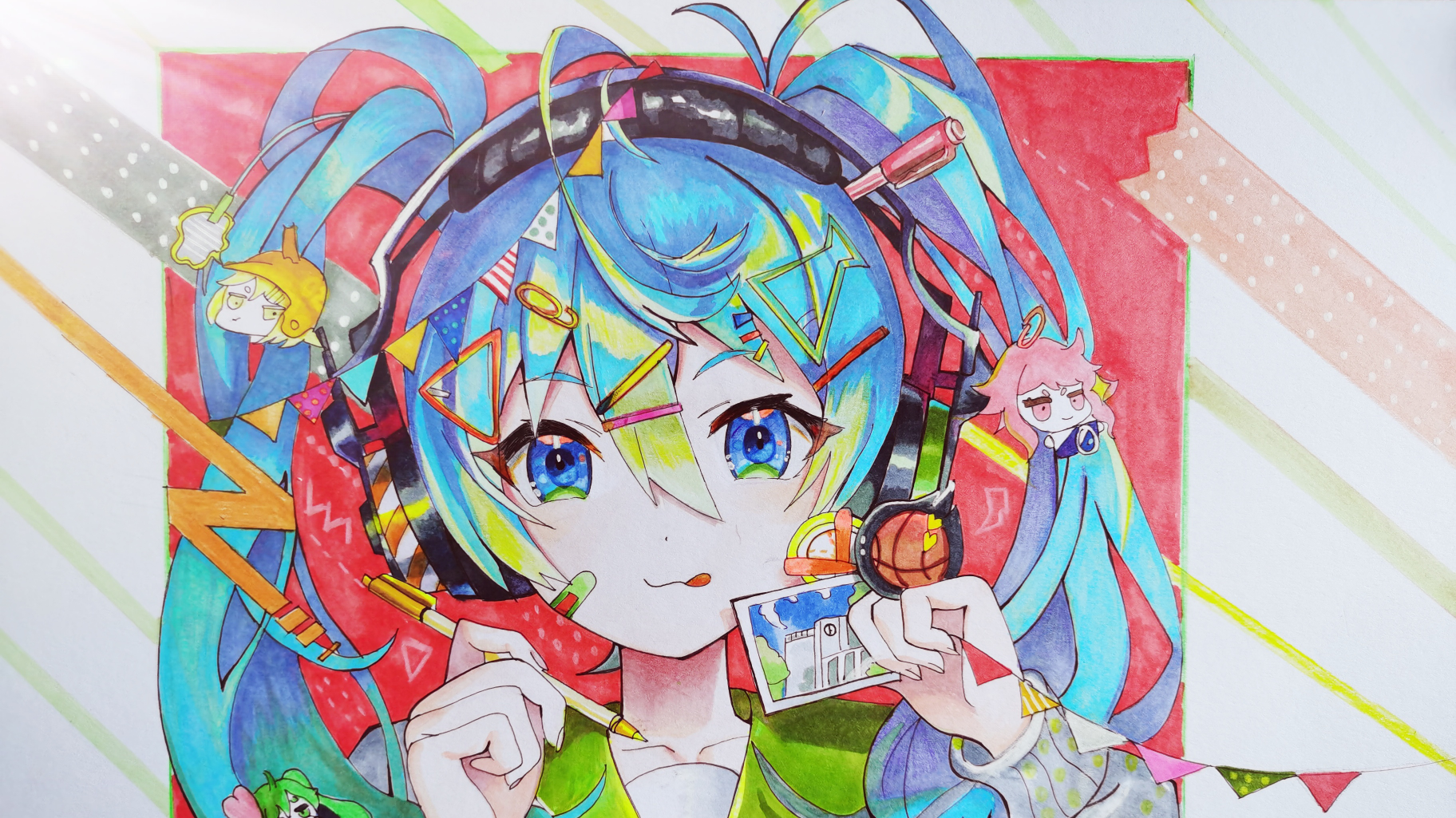马克笔临摹初音未来,这里有你喜欢的颜色吗?