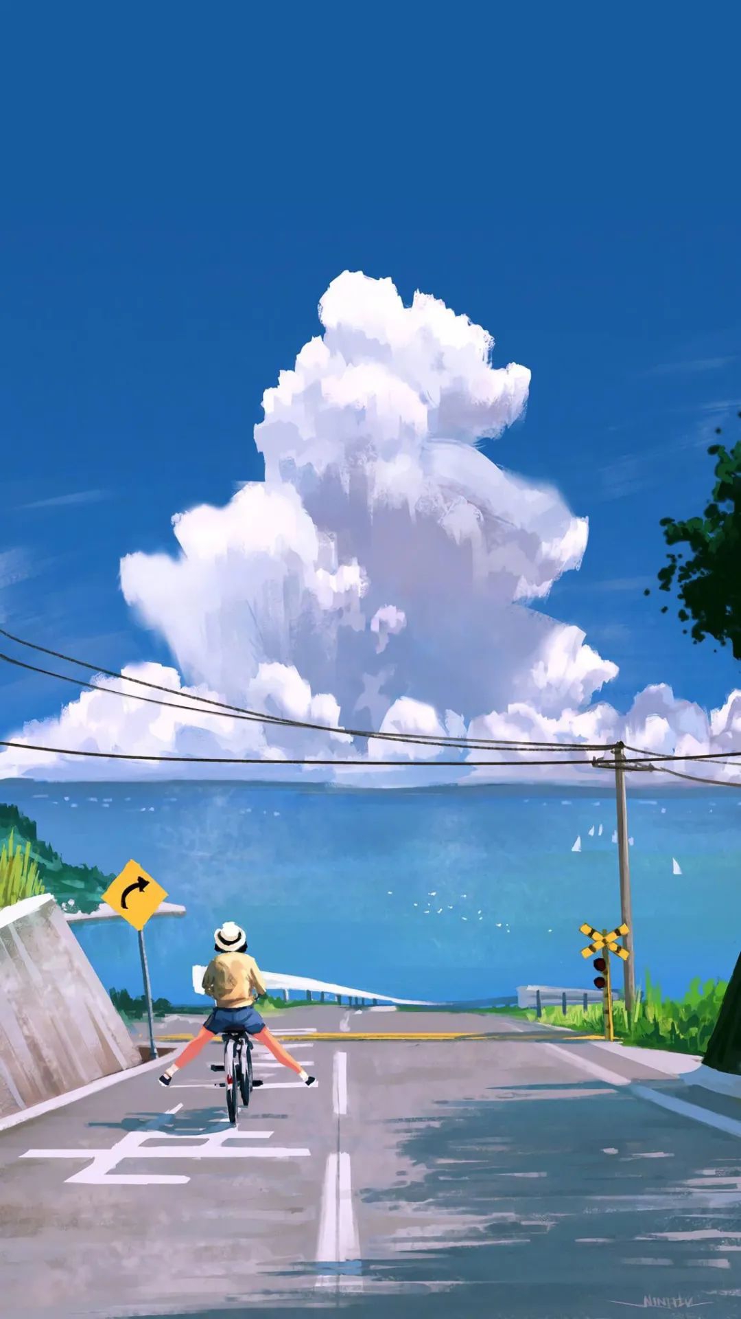 动漫插画还是喜欢那片天空那朵云