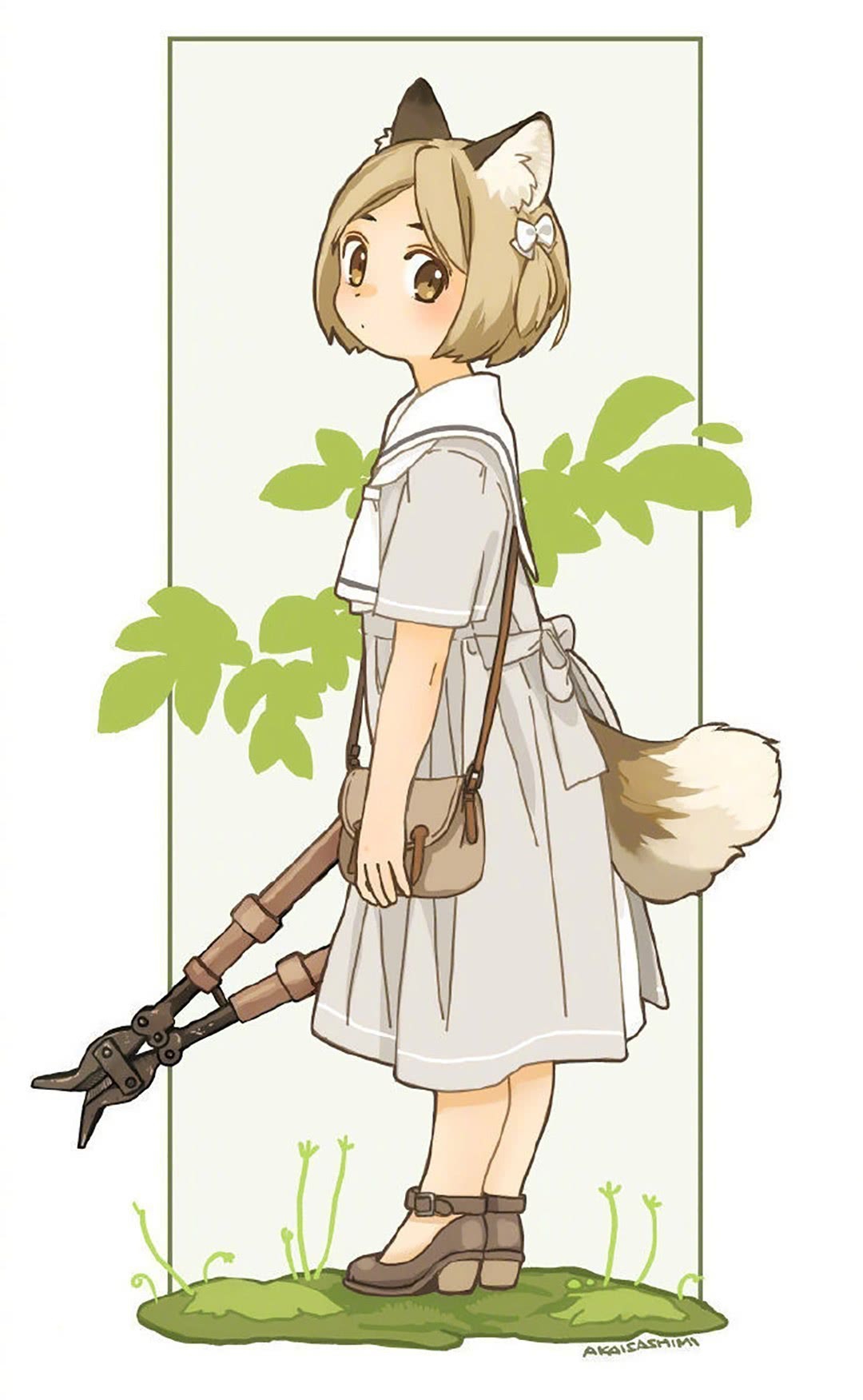 手绘兽耳娘形象插画时而安静时而呆萌画风童趣又可爱