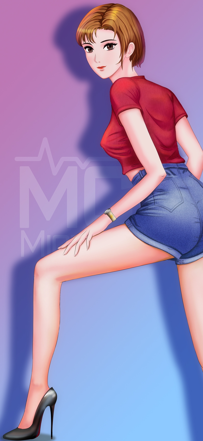 【明成君】近期画的各种黑丝白丝美少女做的壁纸 - acfun弹幕视频网