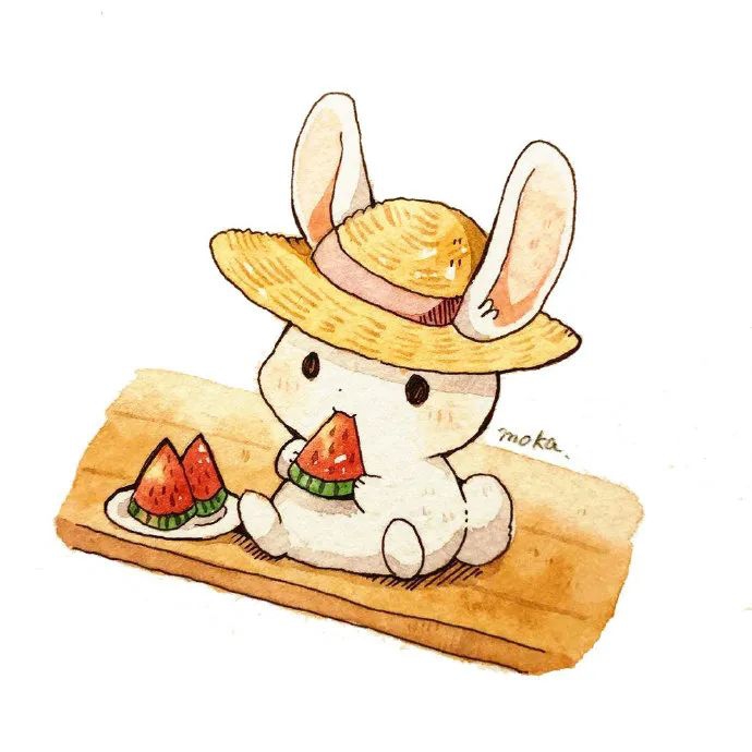 一组超级可爱超治愈的小兔兔插画 作者:mokarooru