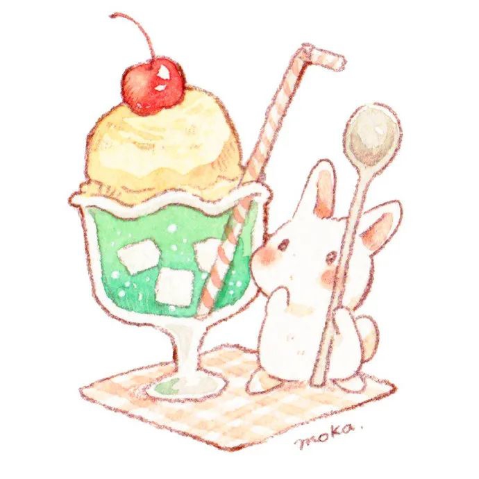 一组超级可爱超治愈的小兔兔插画 作者:mokarooru