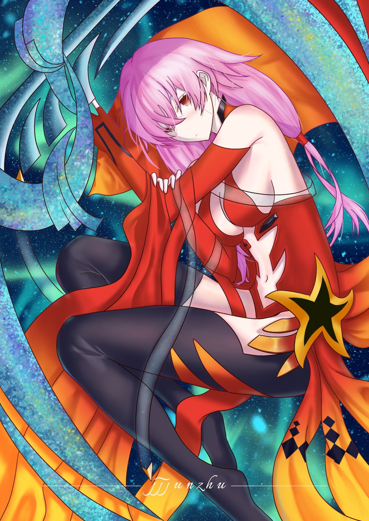 下面是绘画的过程,构图和动作参考了光崎老师的fgo皇女本来是打算试试